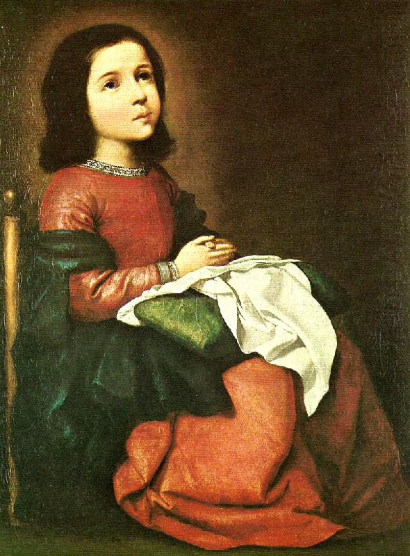 Francisco de Zurbaran girl virgin at prayer china oil painting image